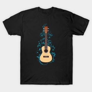 Natural Ukulele Flowering Vines T-Shirt